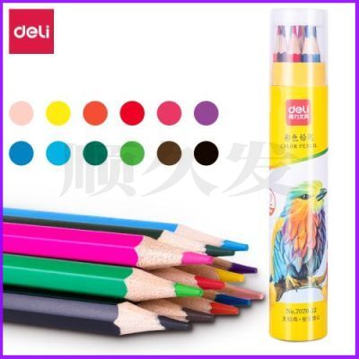 得力7070-12_12色六角杆彩铅混色12色/筒24筒/盒（单位：盒）